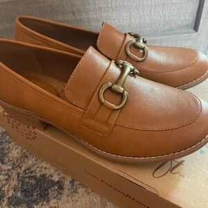 Brown Leather Loafers with Buckle Detail